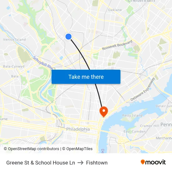 Greene St & School House Ln to Fishtown map