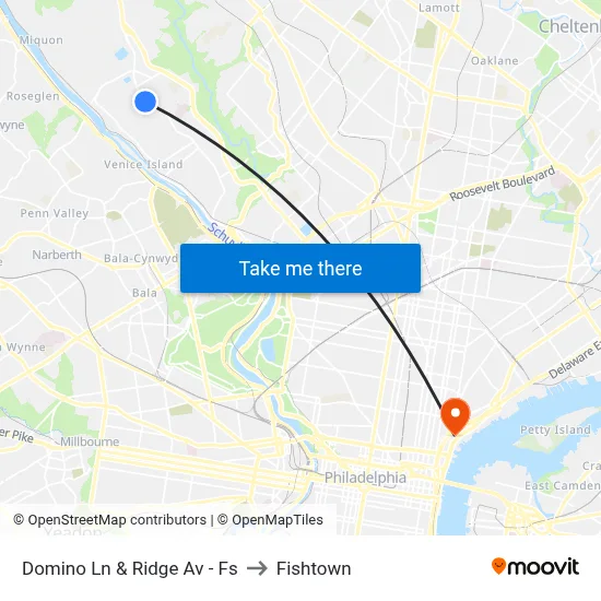 Domino Ln & Ridge Av - Fs to Fishtown map
