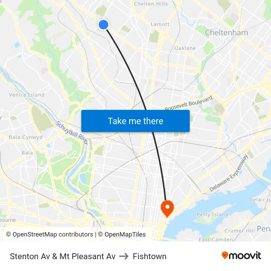Stenton Av & Mt Pleasant Av to Fishtown map