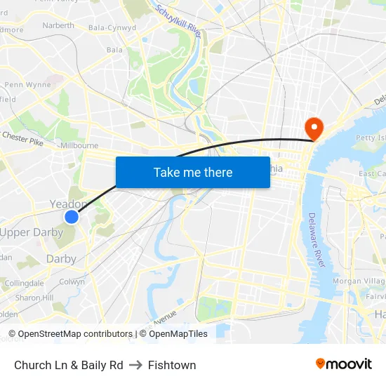 Church Ln & Baily Rd to Fishtown map