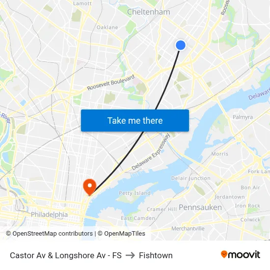Castor Av & Longshore Av - FS to Fishtown map