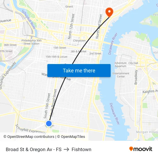 Broad St & Oregon Av - FS to Fishtown map