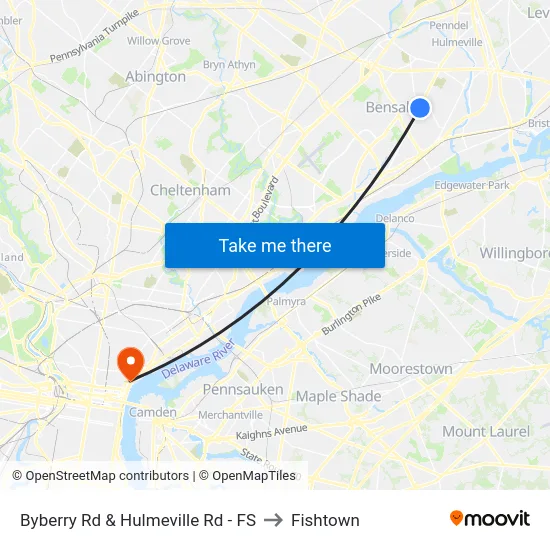 Byberry Rd & Hulmeville Rd - FS to Fishtown map