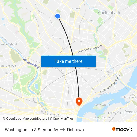 Washington Ln & Stenton Av to Fishtown map