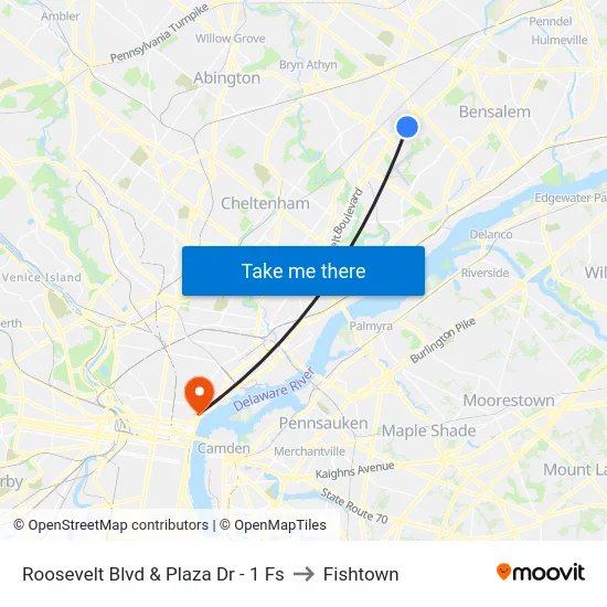 Roosevelt Blvd & Plaza Dr - 1 Fs to Fishtown map
