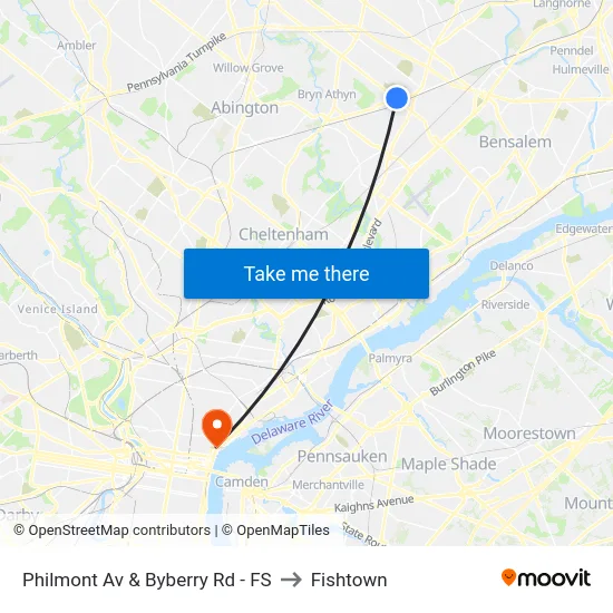 Philmont Av & Byberry Rd - FS to Fishtown map