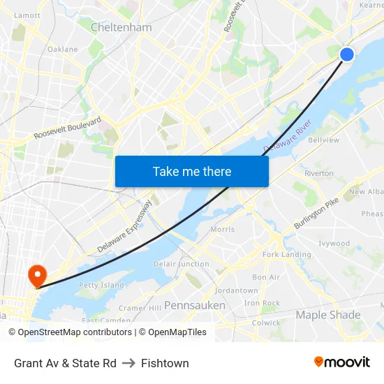Grant Av & State Rd to Fishtown map