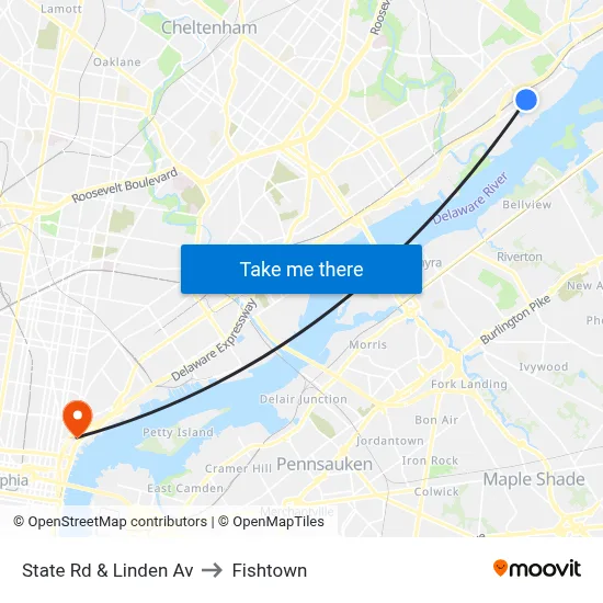 State Rd & Linden Av to Fishtown map
