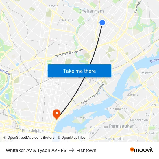 Whitaker Av & Tyson Av - FS to Fishtown map