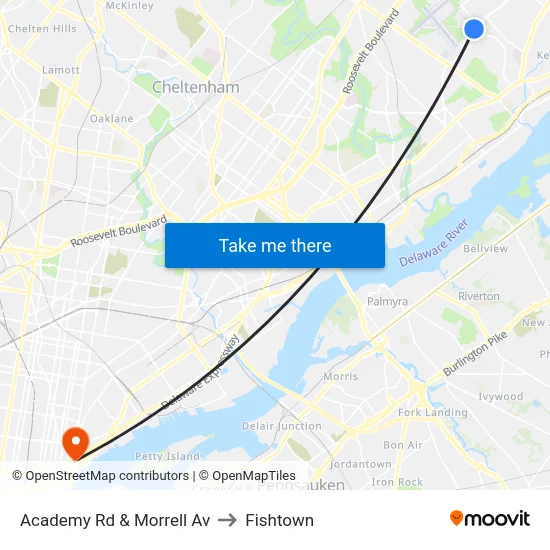 Academy Rd & Morrell Av to Fishtown map