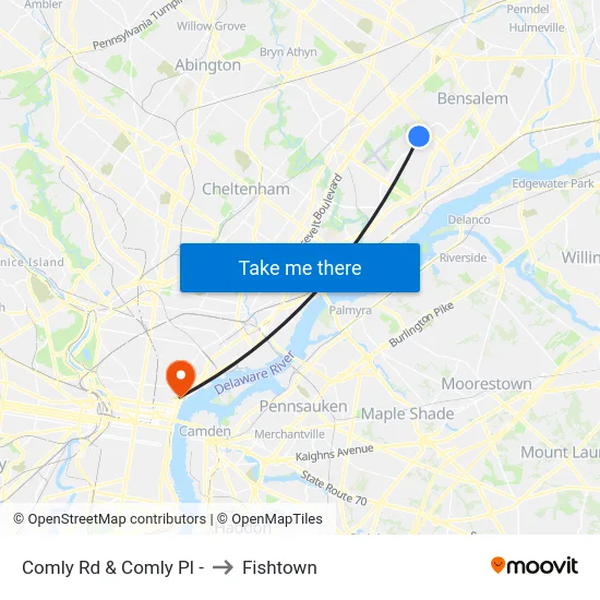 Comly Rd & Comly Pl - to Fishtown map