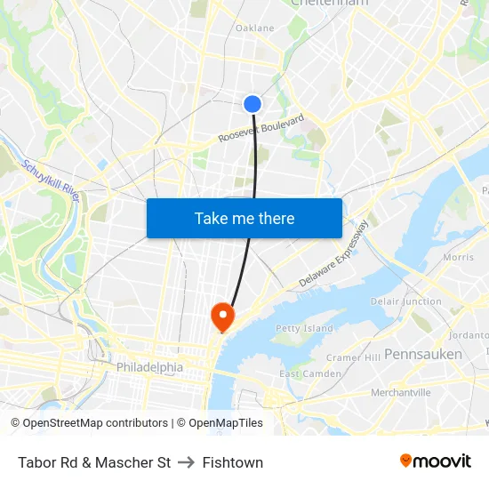 Tabor Rd & Mascher St to Fishtown map
