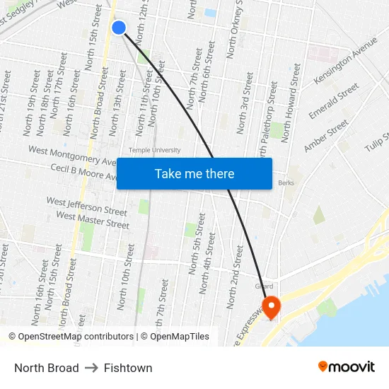 North Broad to Fishtown map