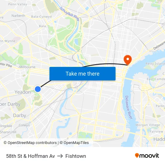 58th St & Hoffman Av to Fishtown map