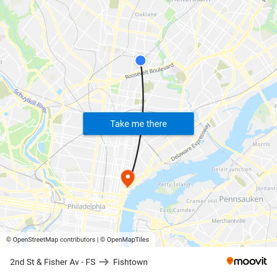 2nd St & Fisher Av - FS to Fishtown map