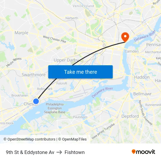 9th St & Eddystone Av to Fishtown map