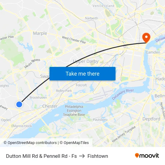 Dutton Mill Rd & Pennell Rd - Fs to Fishtown map
