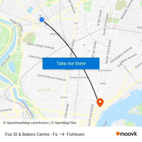 Fox St & Bakers Centre - Fs to Fishtown map