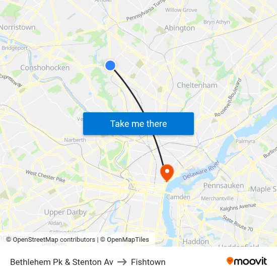 Bethlehem Pk & Stenton Av to Fishtown map
