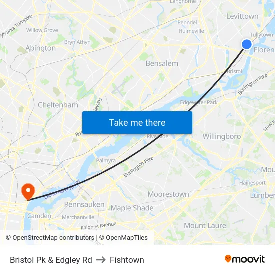 Bristol Pk & Edgley Rd to Fishtown map