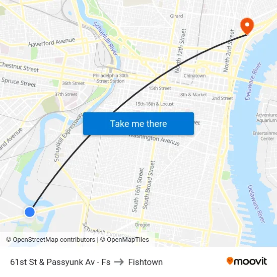 61st St & Passyunk Av - Fs to Fishtown map