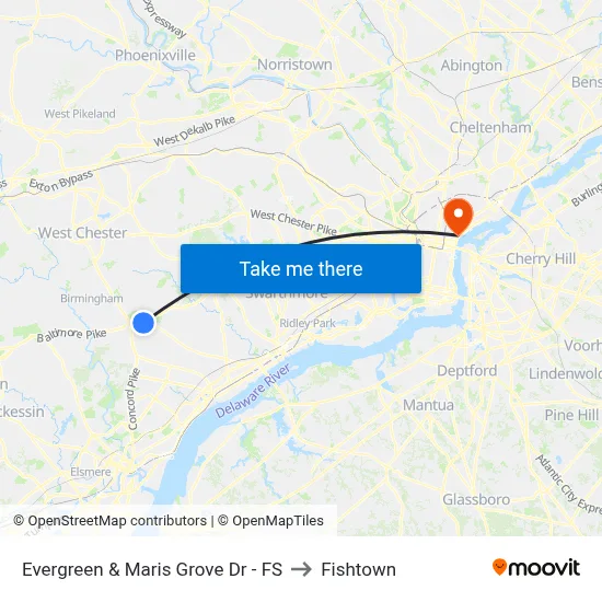 Evergreen & Maris Grove Dr - FS to Fishtown map