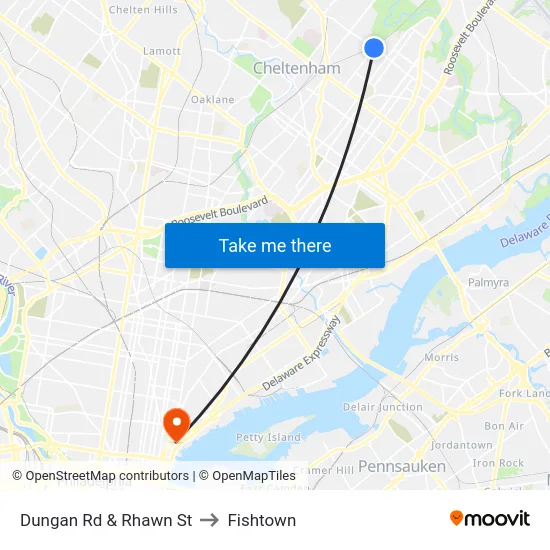 Dungan Rd & Rhawn St to Fishtown map