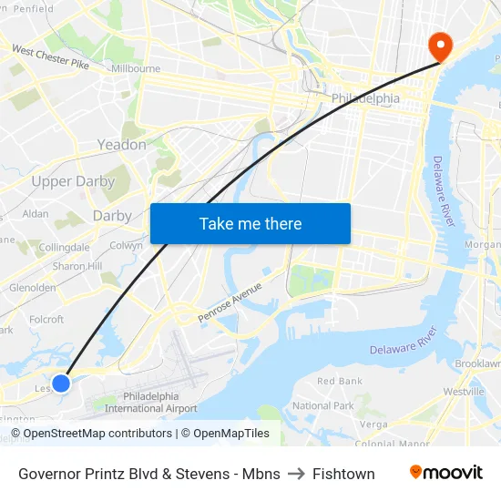 Governor Printz Blvd & Stevens - Mbns to Fishtown map