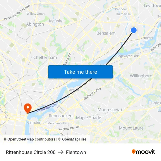 Rittenhouse Circle 200 to Fishtown map