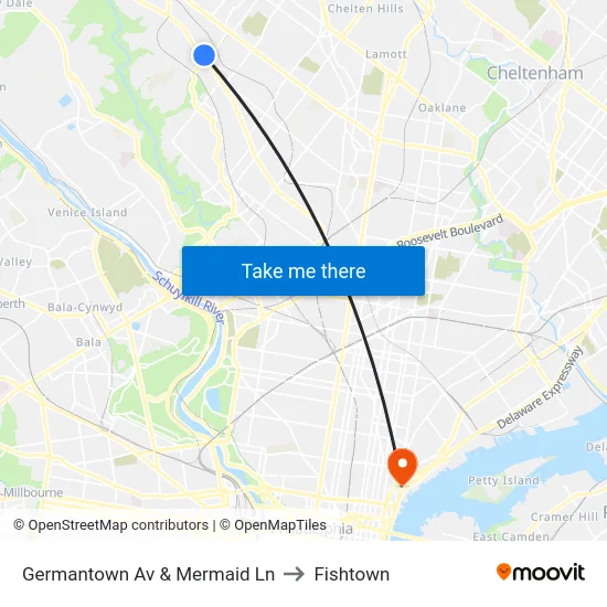 Germantown Av & Mermaid Ln to Fishtown map