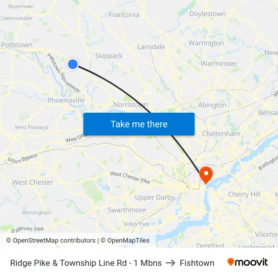 Ridge Pike & Township Line Rd - 1 Mbns to Fishtown map