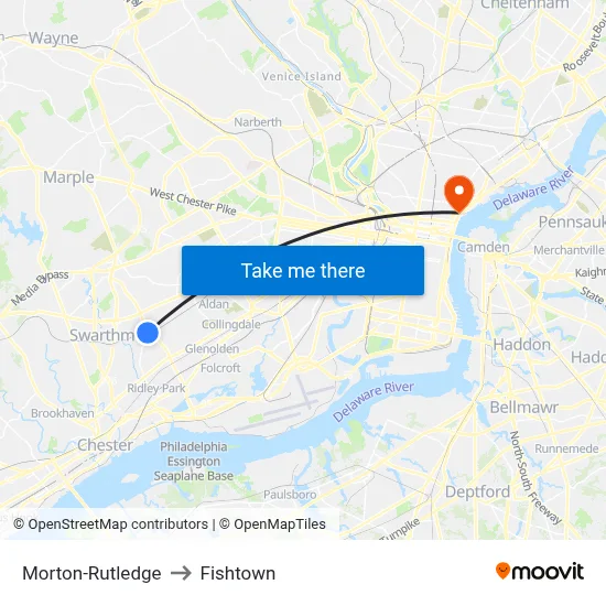 Morton-Rutledge to Fishtown map