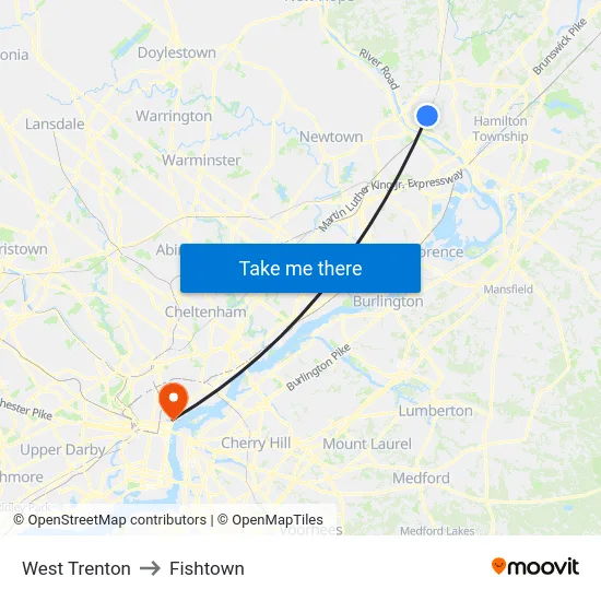 West Trenton to Fishtown map