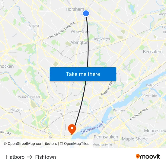 Hatboro to Fishtown map