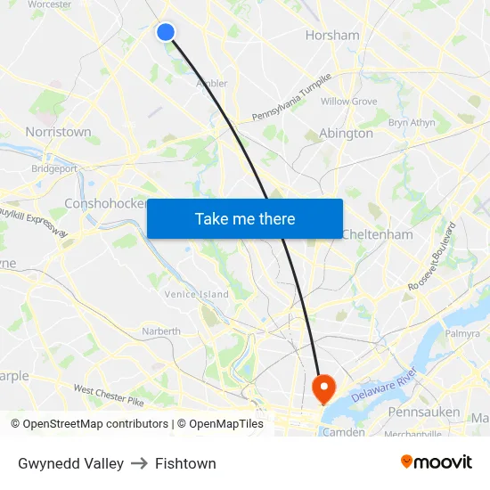 Gwynedd Valley to Fishtown map
