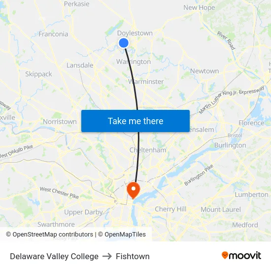 Delaware Valley College to Fishtown map