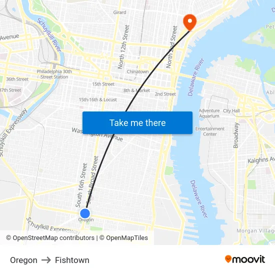 Oregon to Fishtown map