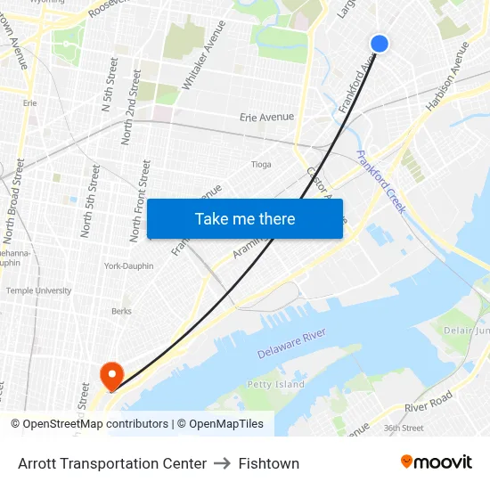 Arrott Transportation Center to Fishtown map