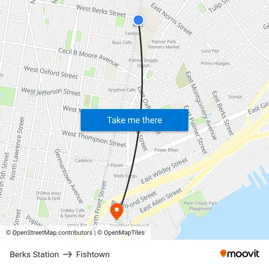 Berks Station to Fishtown map