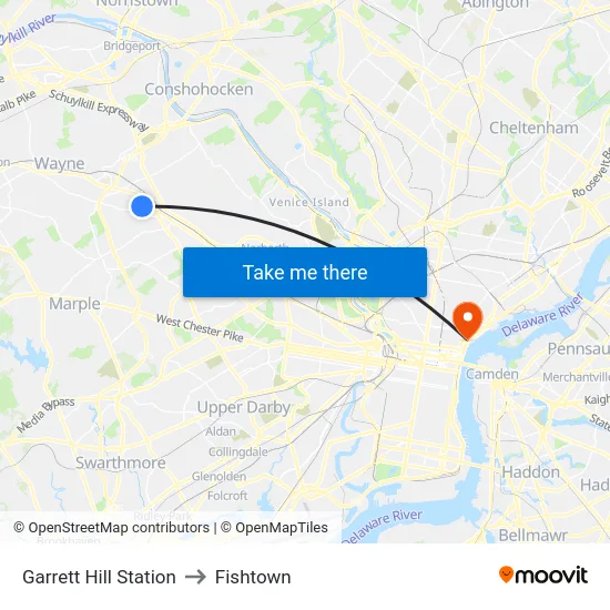 Garrett Hill Station to Fishtown map