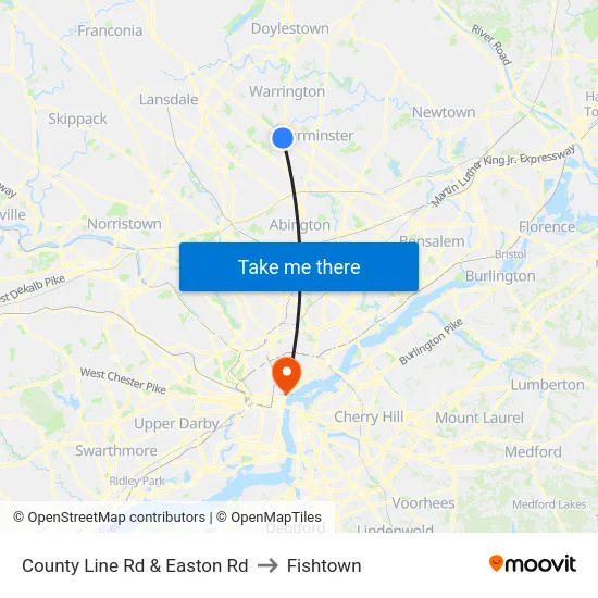 County Line Rd & Easton Rd to Fishtown map