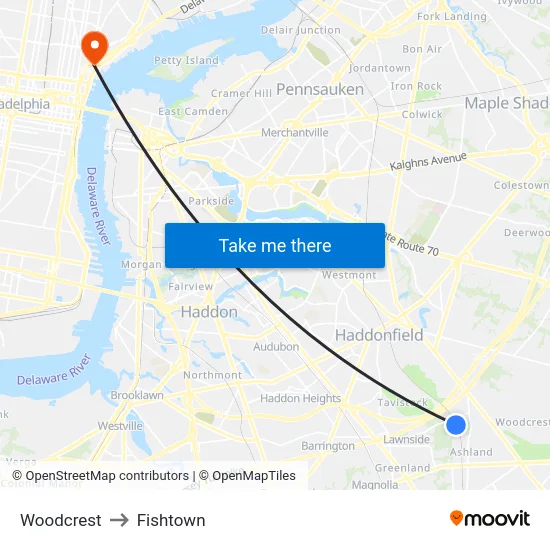 Woodcrest to Fishtown map