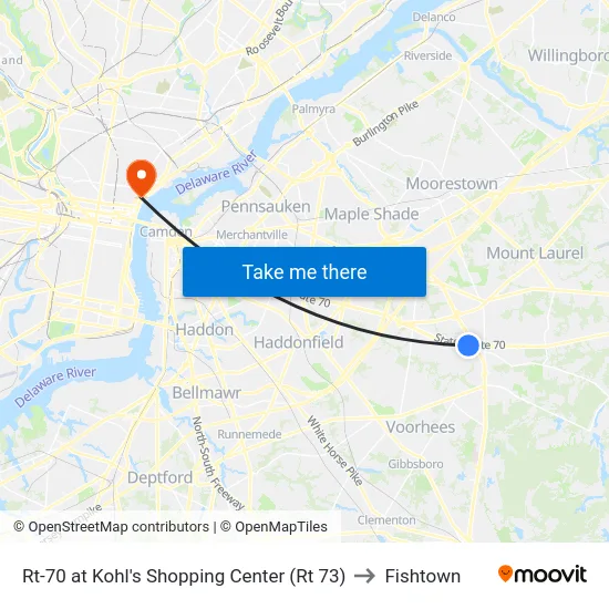 Rt-70 at Kohl's Shopping Center (Rt 73) to Fishtown map