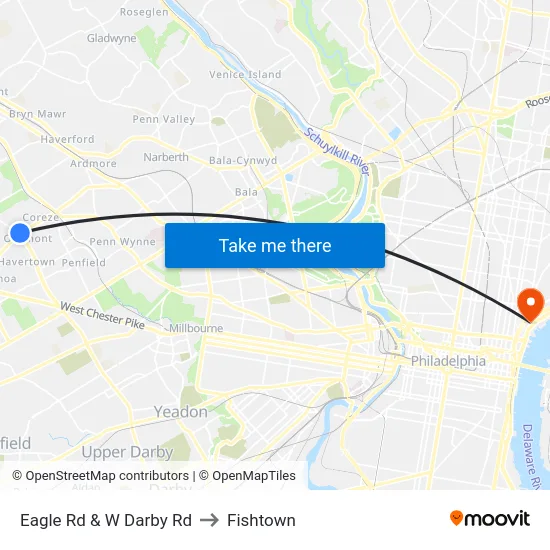 Eagle Rd & W Darby Rd to Fishtown map