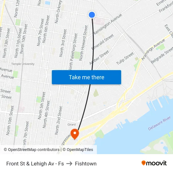Front St & Lehigh Av - Fs to Fishtown map