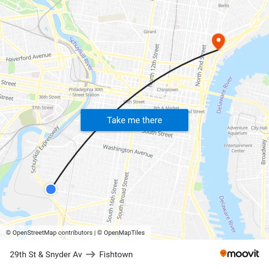 29th St & Snyder Av to Fishtown map