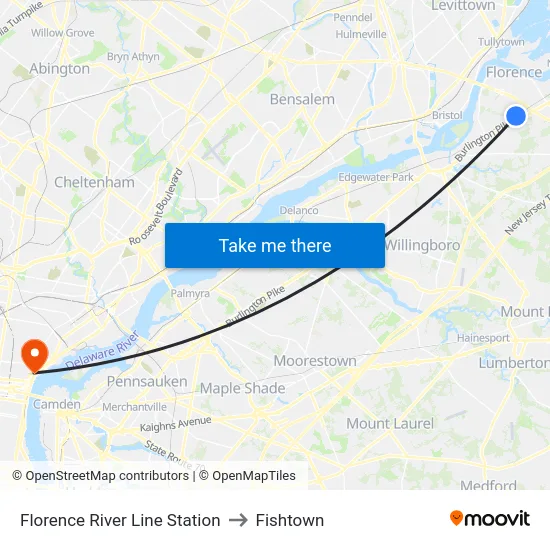 Florence River Line Station to Fishtown map