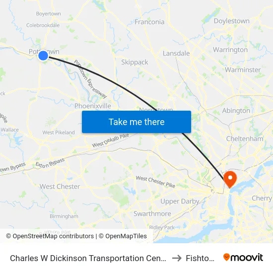 Charles W Dickinson Transportation Center to Fishtown map
