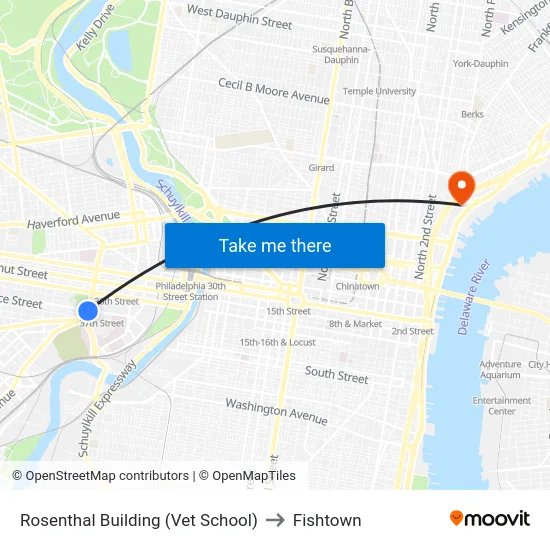 Rosenthal Building (Vet School) to Fishtown map