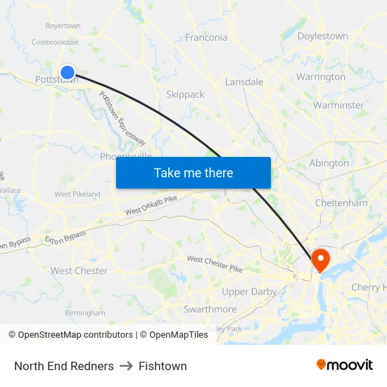 North End Redners to Fishtown map